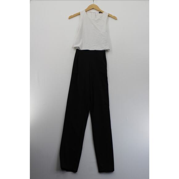 Boohoo white and black tank top pant jumpsuit womens small minimalist boho chic - Picture 1 of 5